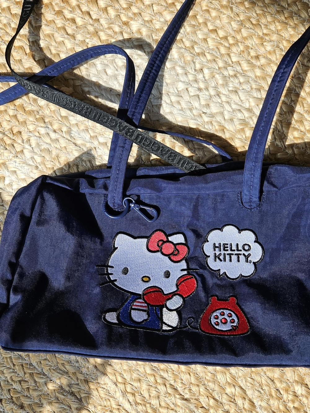 BAGGU Navy Hello Kitty Appliqué Shoulder Bag with Red Accents